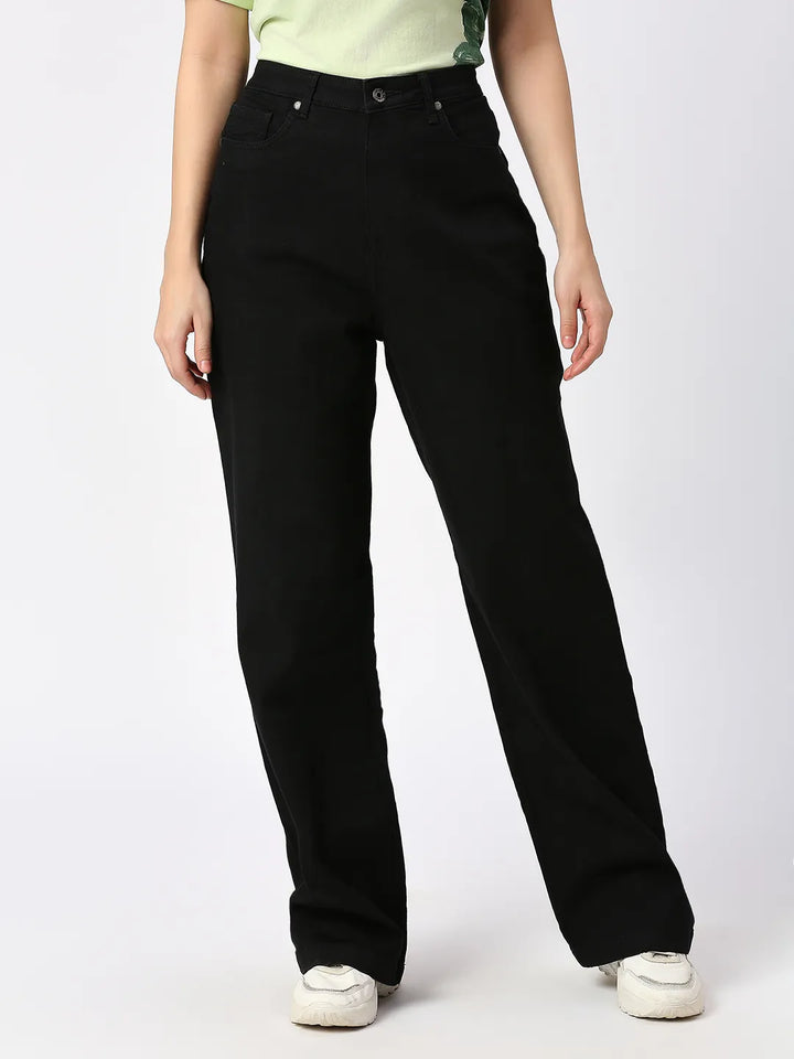 Black Wide Flare Leg High Rise Women's Denim By Being Human Clothing