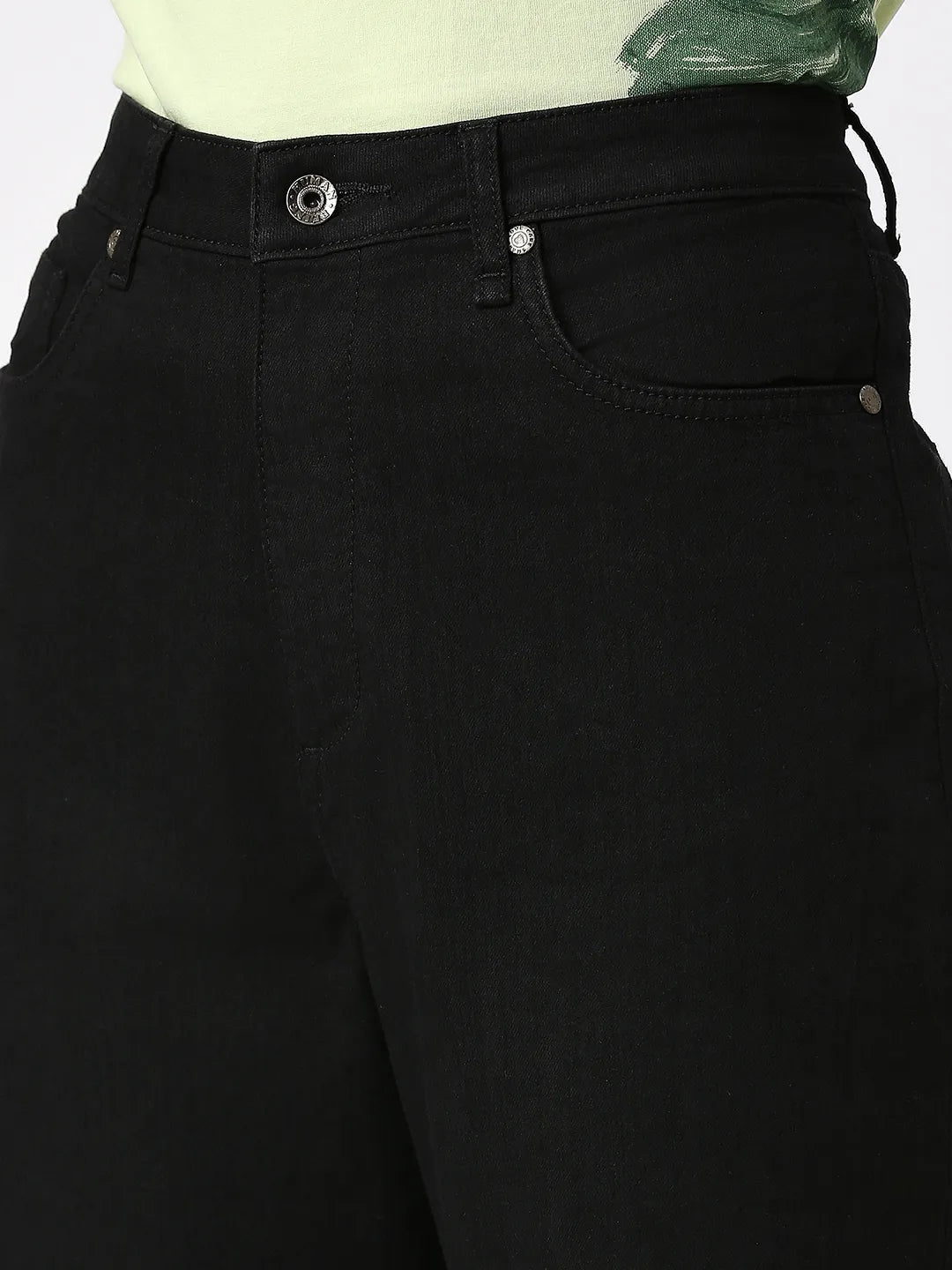 Being Human Clothing Women Wide Flare Leg High Rise Fit Denim-Black