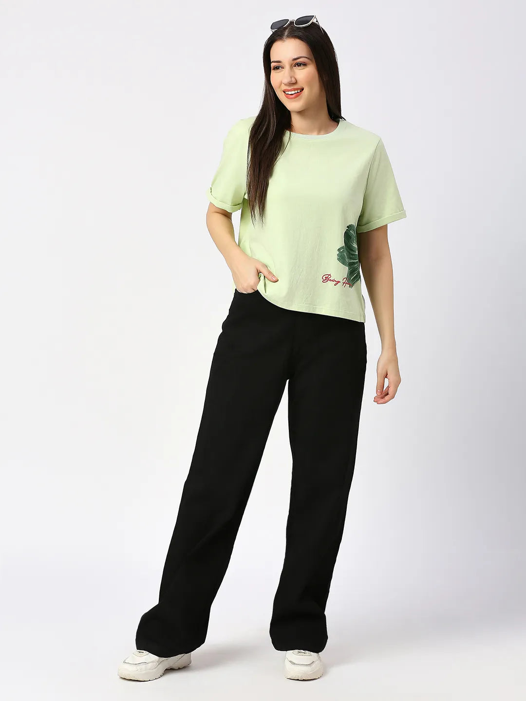 Being Human Clothing Women Wide Flare Leg High Rise Fit Denim-Black