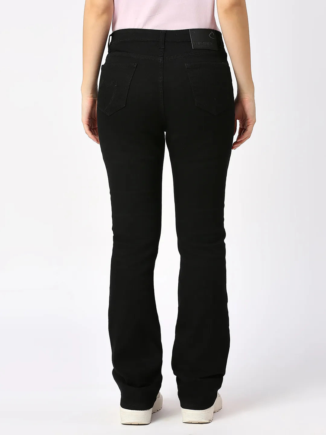 Being Human Clothing Women Boot Cut Mid Rise Fit Denim-Black