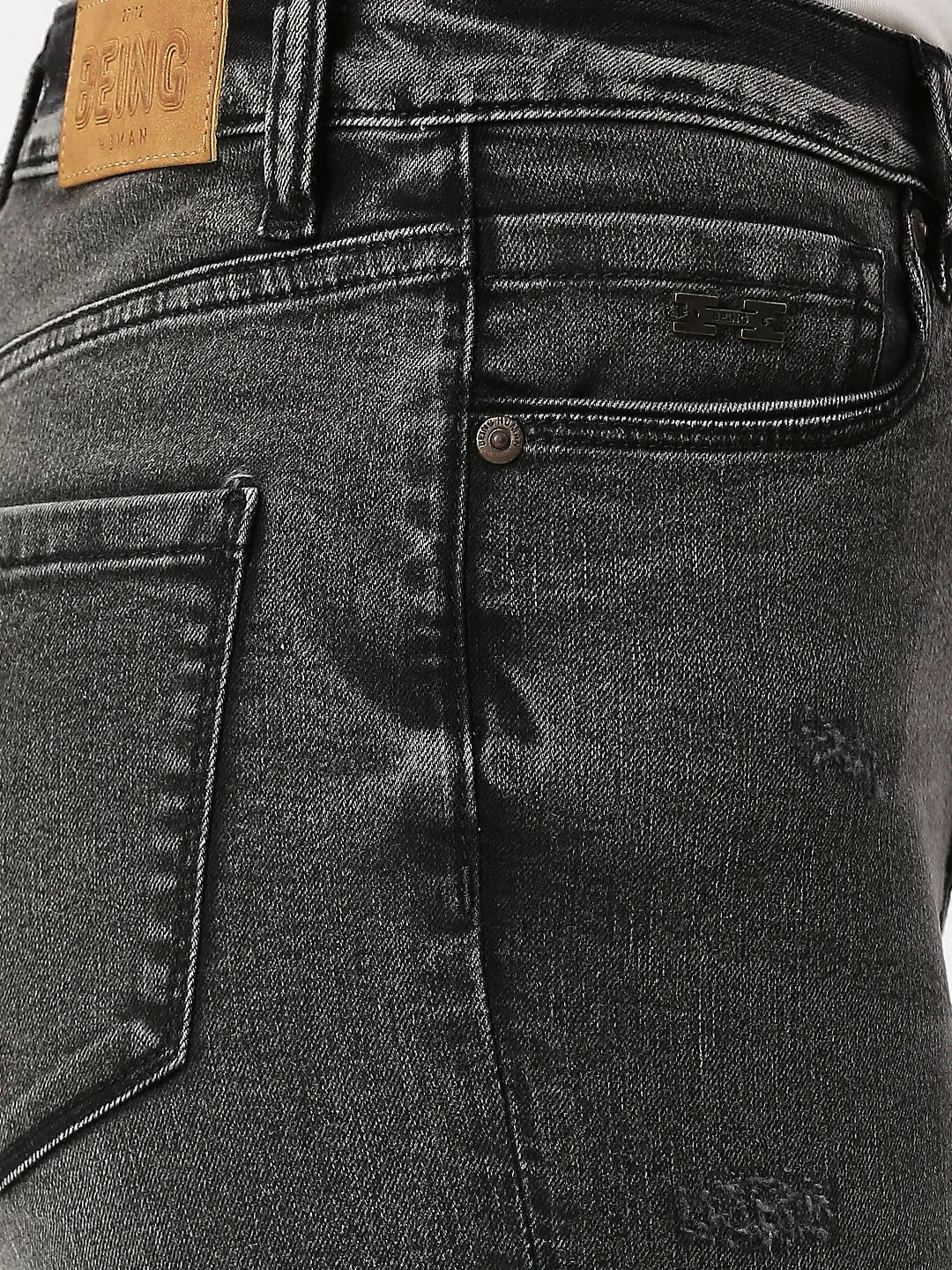 Being Human Clothing Women Slim Straight High Rise Fit Denim-Black Wash