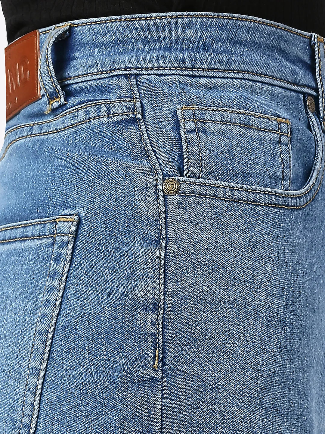 Being Human Clothing Women Wide Flare Leg High Rise Fit Denim-Mid Blue