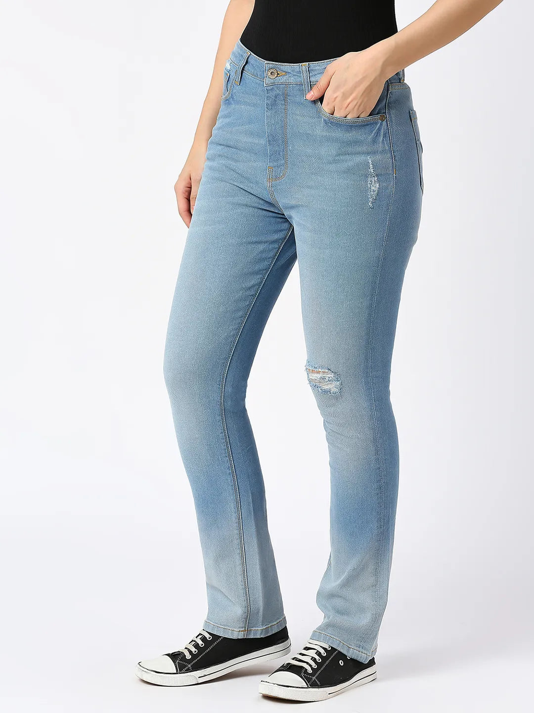 Being Human Clothing Women Slim Straight High Rise Fit Denim-Ice Blue
