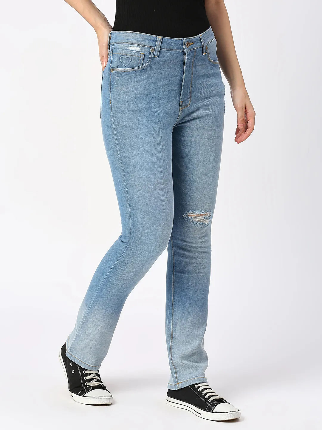 Being Human Clothing Women Slim Straight High Rise Fit Denim-Ice Blue