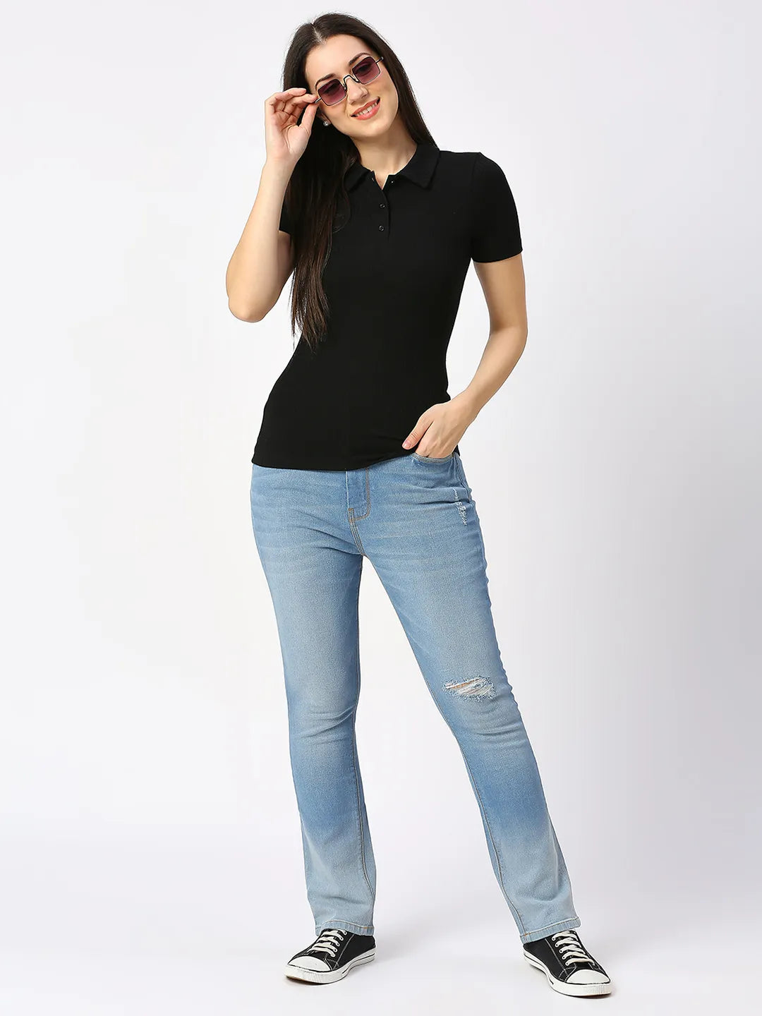 Being Human Clothing Women Slim Straight High Rise Fit Denim-Ice Blue