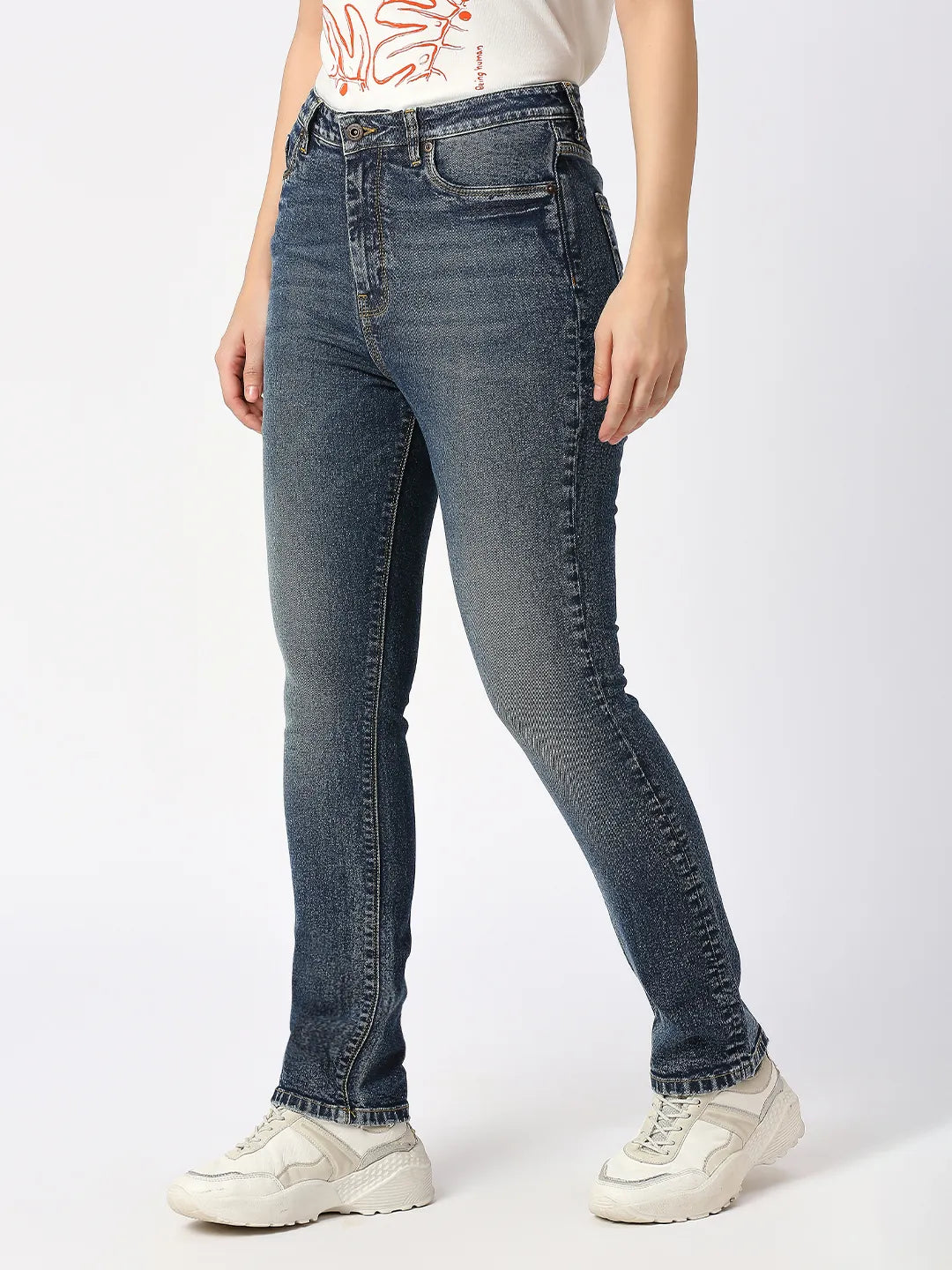 Being Human Clothing Women Slim Straight High Rise Fit Denim-Dark Blue