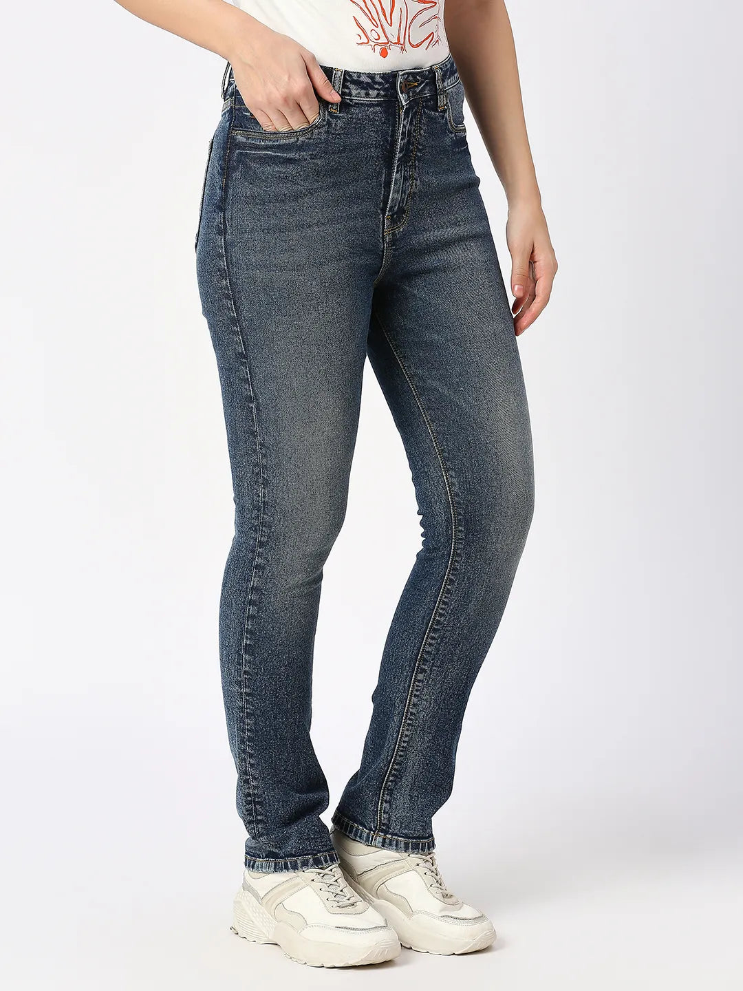 Being Human Clothing Women Slim Straight High Rise Fit Denim-Dark Blue