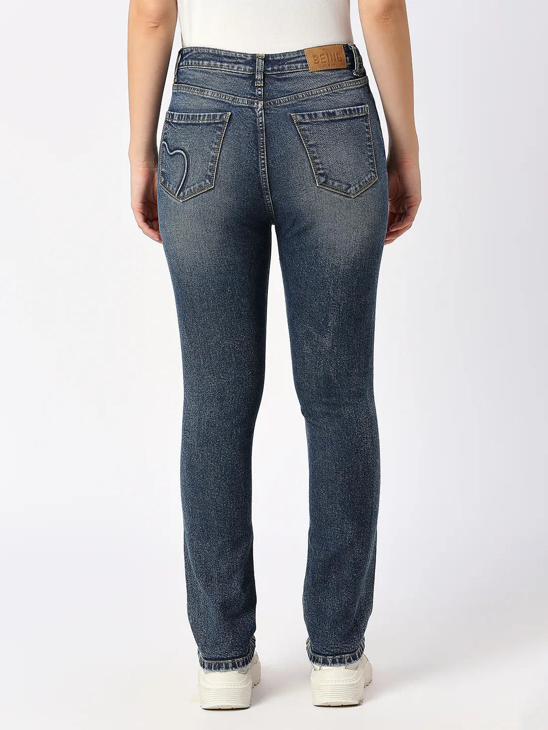 Being Human Clothing Women Slim Straight High Rise Fit Denim-Dark Blue