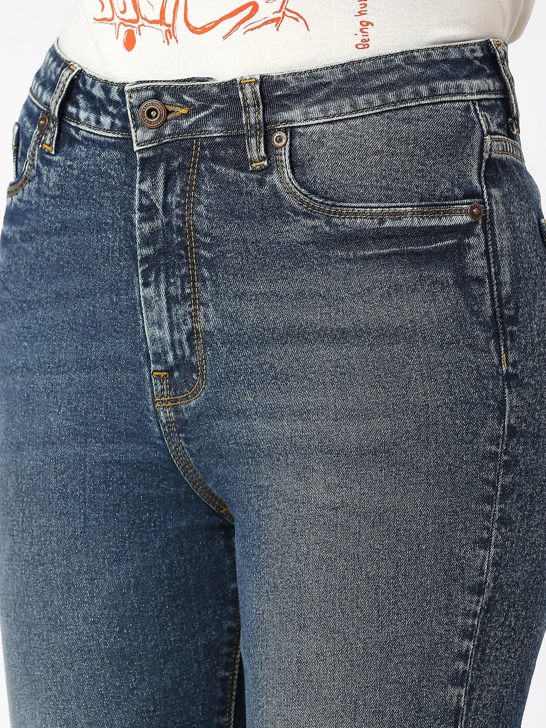 Being Human Clothing Women Slim Straight High Rise Fit Denim-Dark Blue