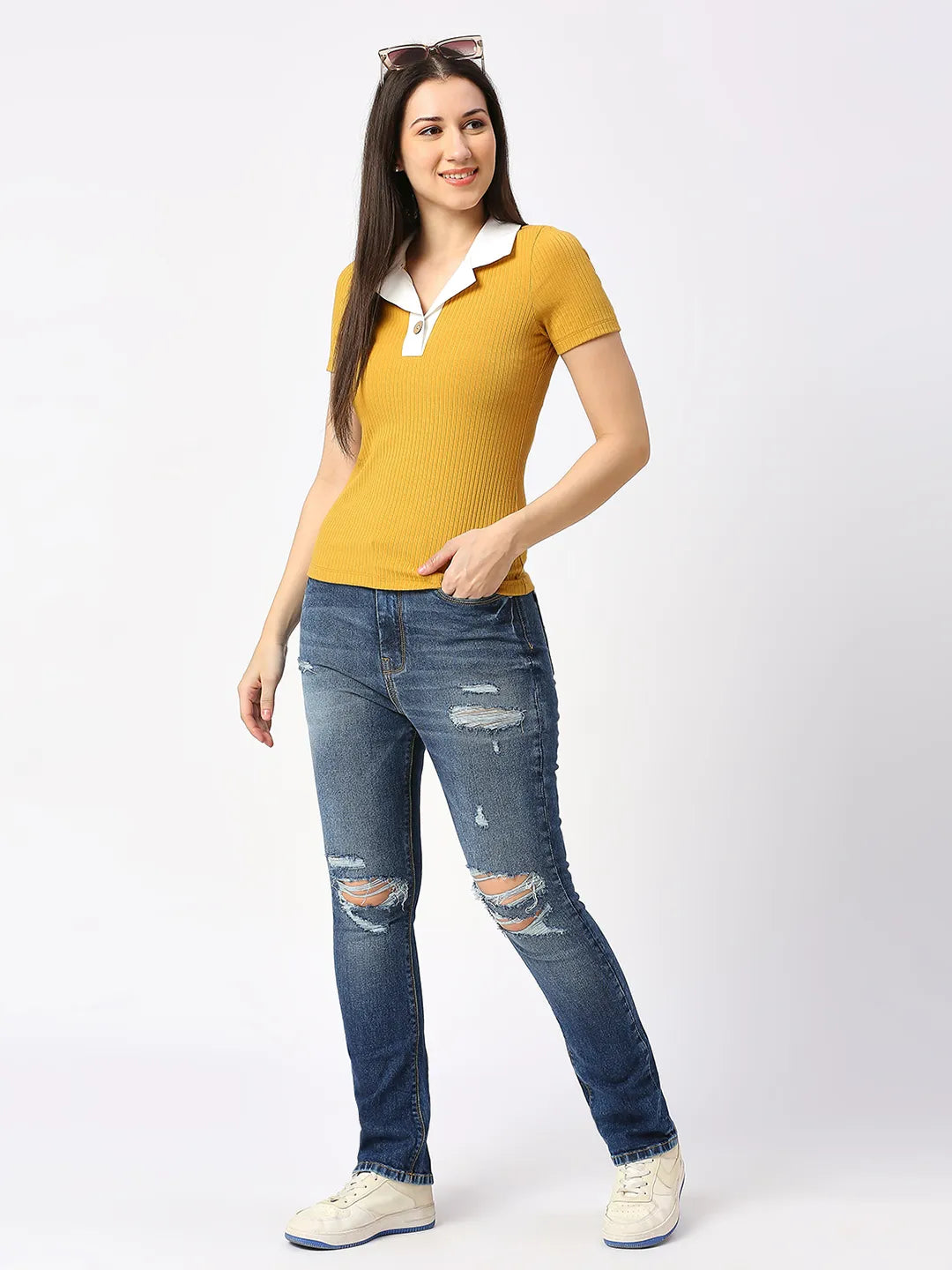 Being Human Clothing Women Slim Straight High Rise Fit Denim-Mid Blue