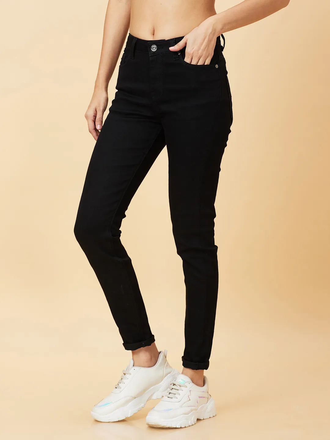 Being Human Clothing Denim Womens Raw Black