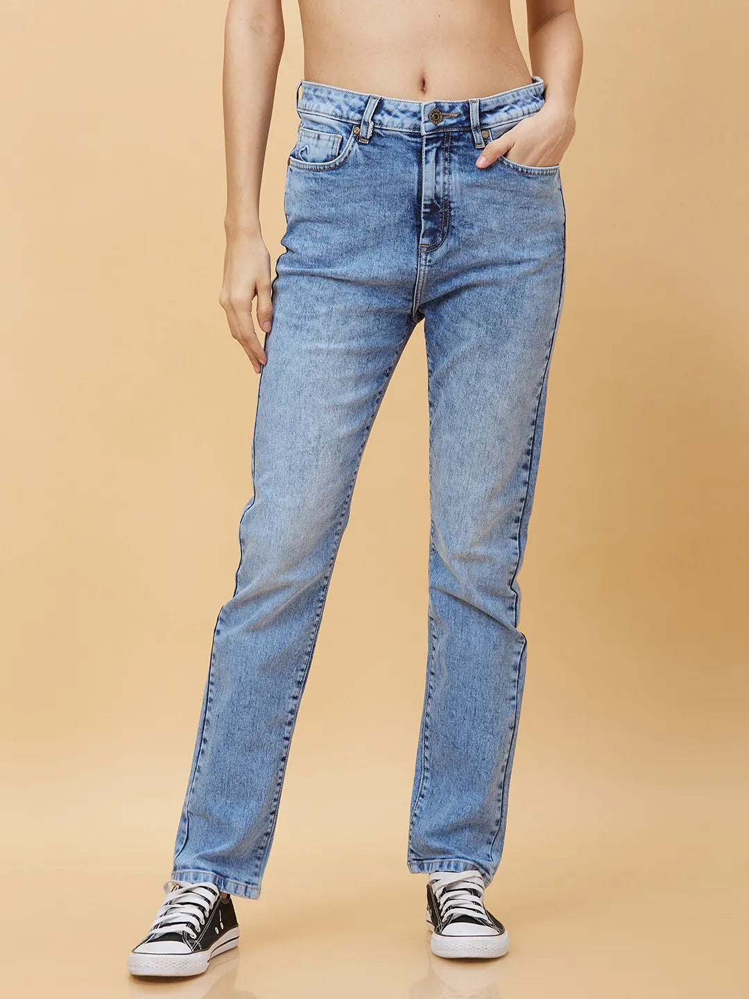 Being Human Clothing Womens-Bottom Denim Light Blue