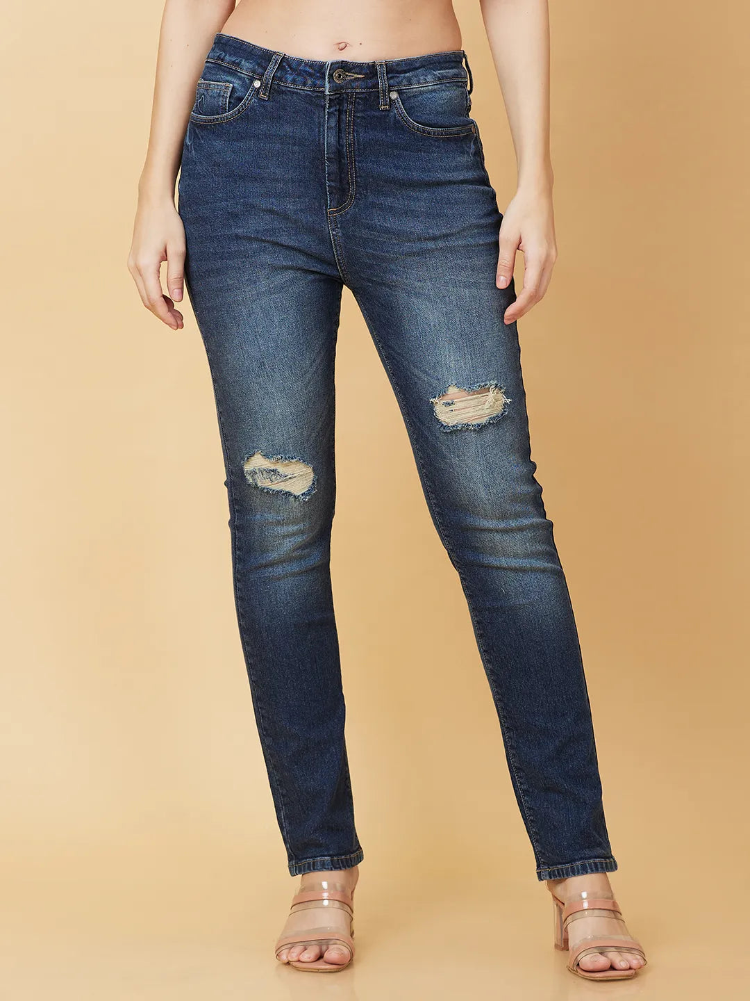 Being Human Clothing Womens-Bottom Denim Dark Blue