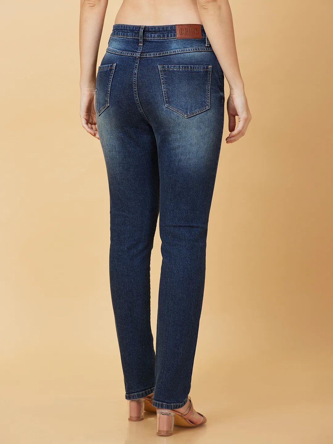 Being Human Clothing Womens-Bottom Denim Dark Blue