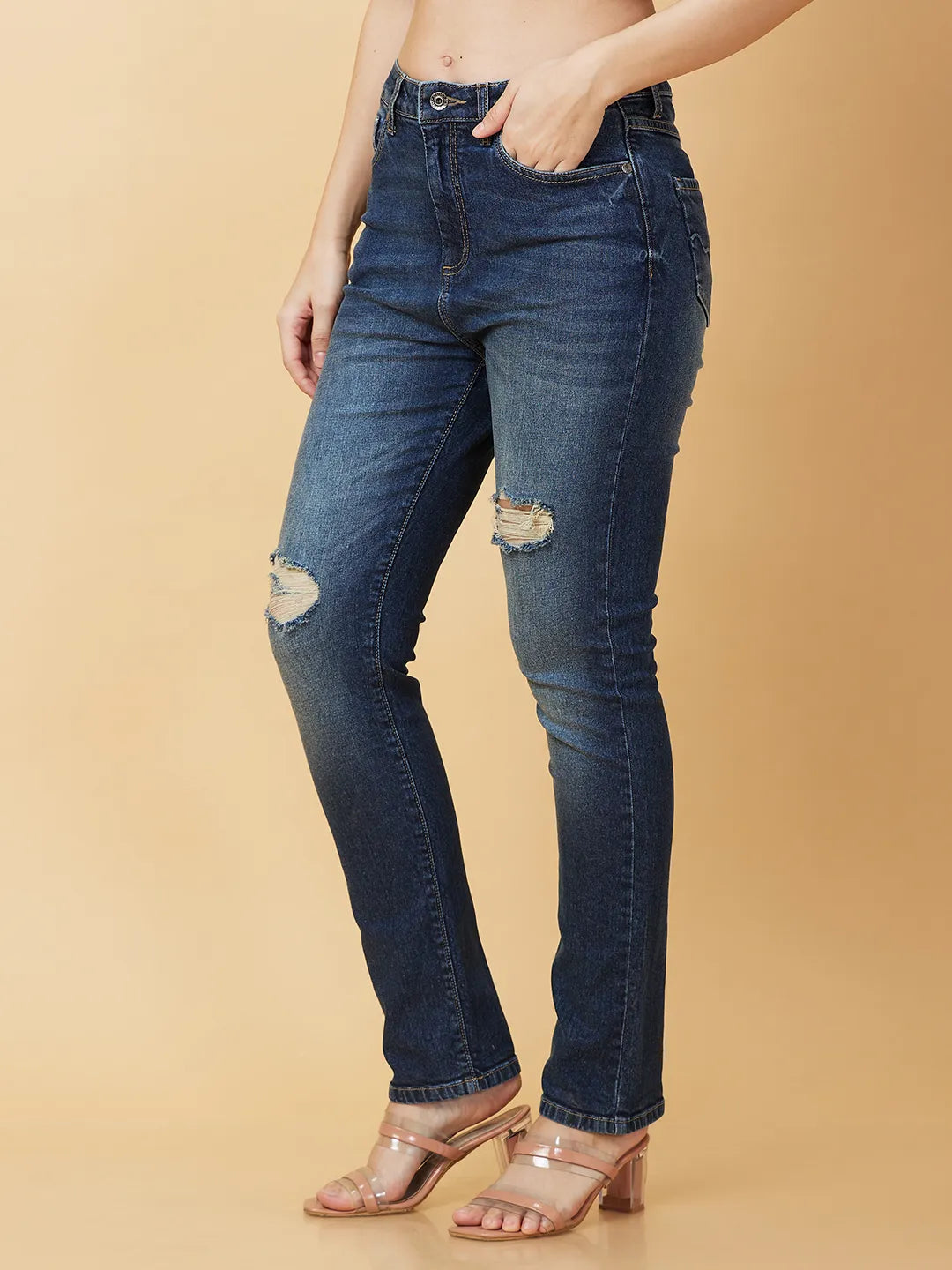 Being Human Clothing Womens-Bottom Denim Dark Blue