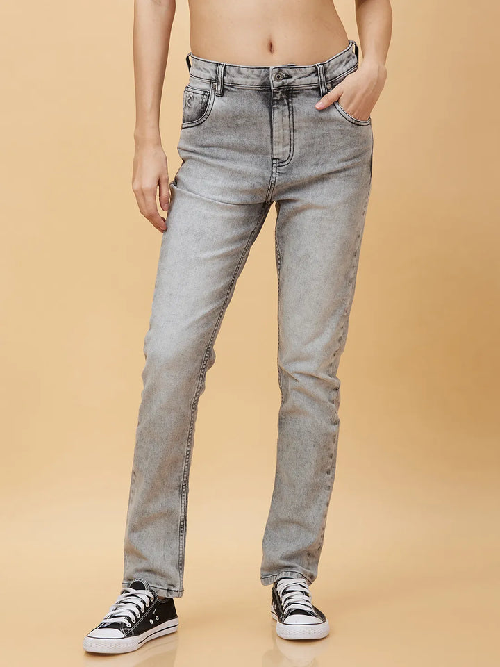 Grey Slim Straight Fit Women's Denim By Being Human Clothing