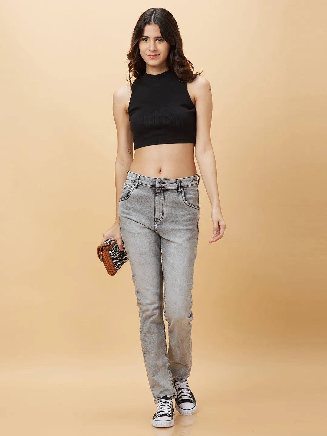 Being Human Clothing Womens-Bottom Denim Grey Wash