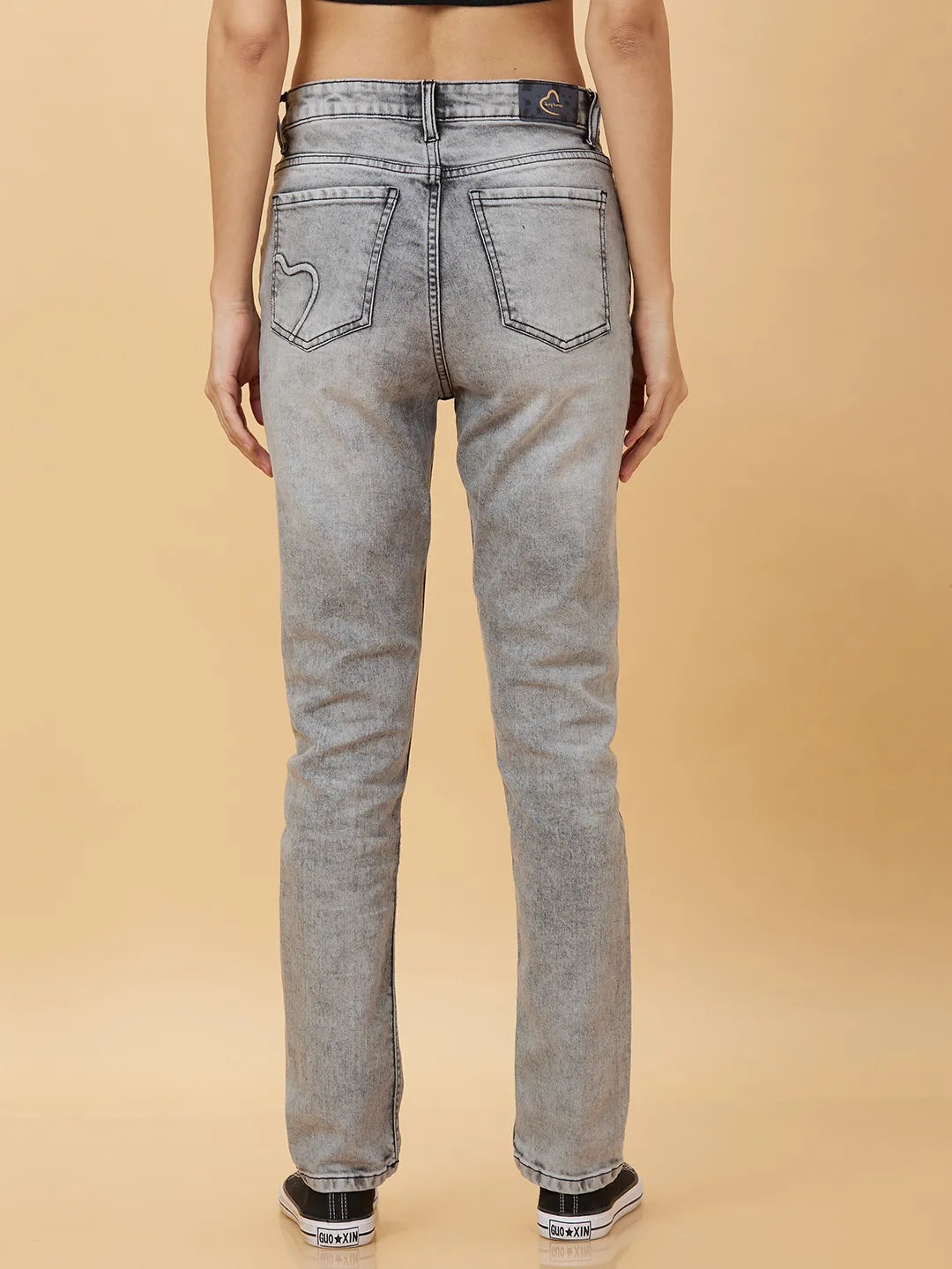 Being Human Clothing Womens-Bottom Denim Grey Wash