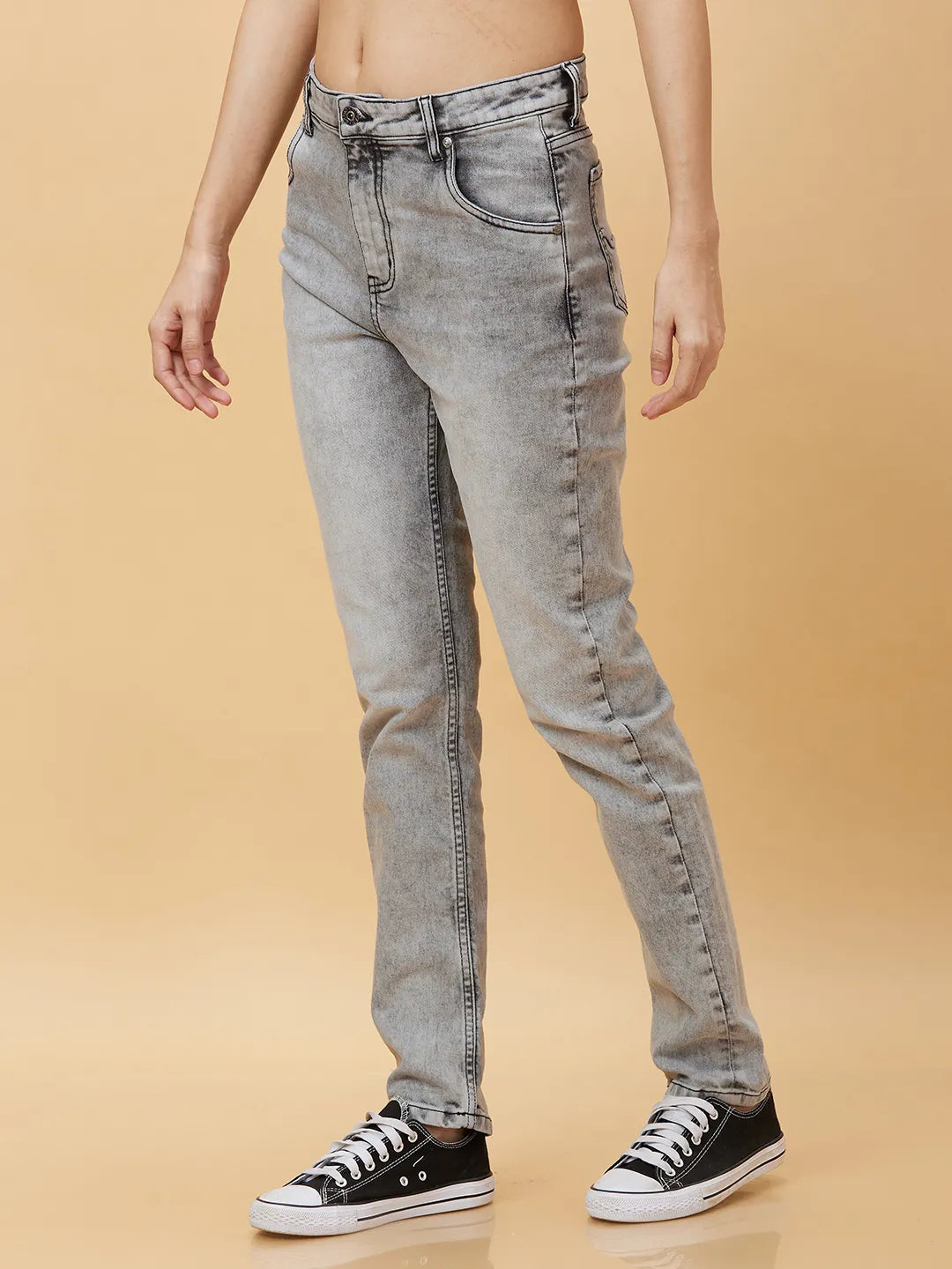 Being Human Clothing Womens-Bottom Denim Grey Wash