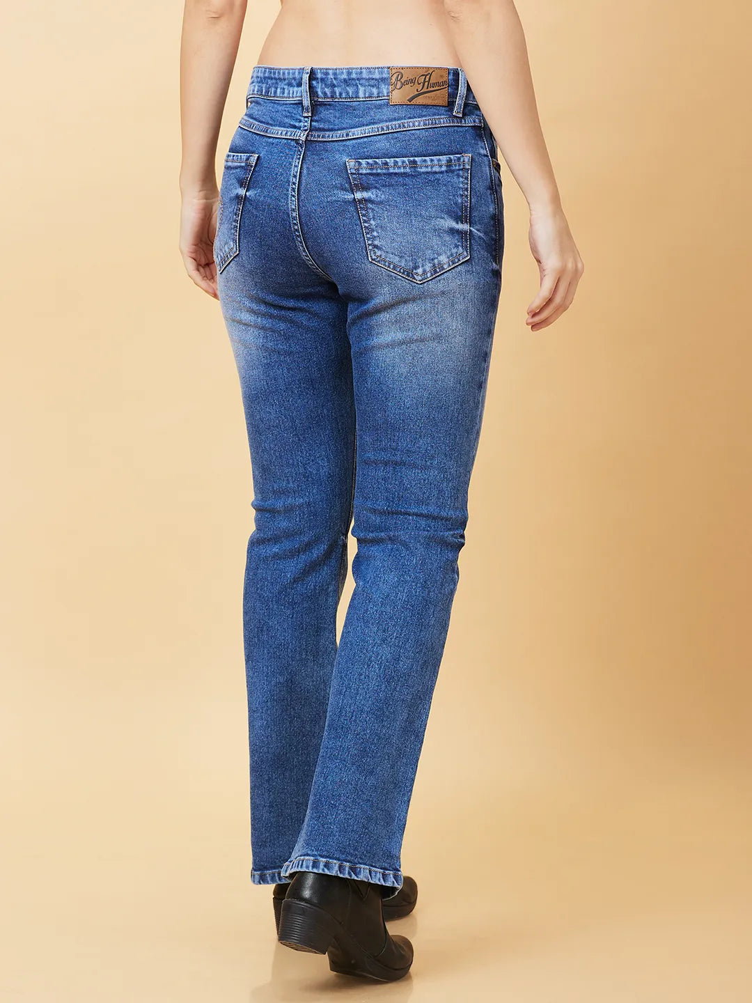 Being Human Clothing Womens-Bottom Denim Mid Blue