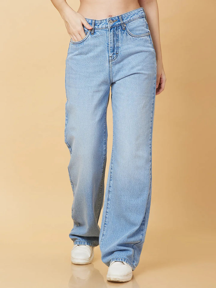 Blue Wide Leg Fit Women's Denim By Being Human Clothing