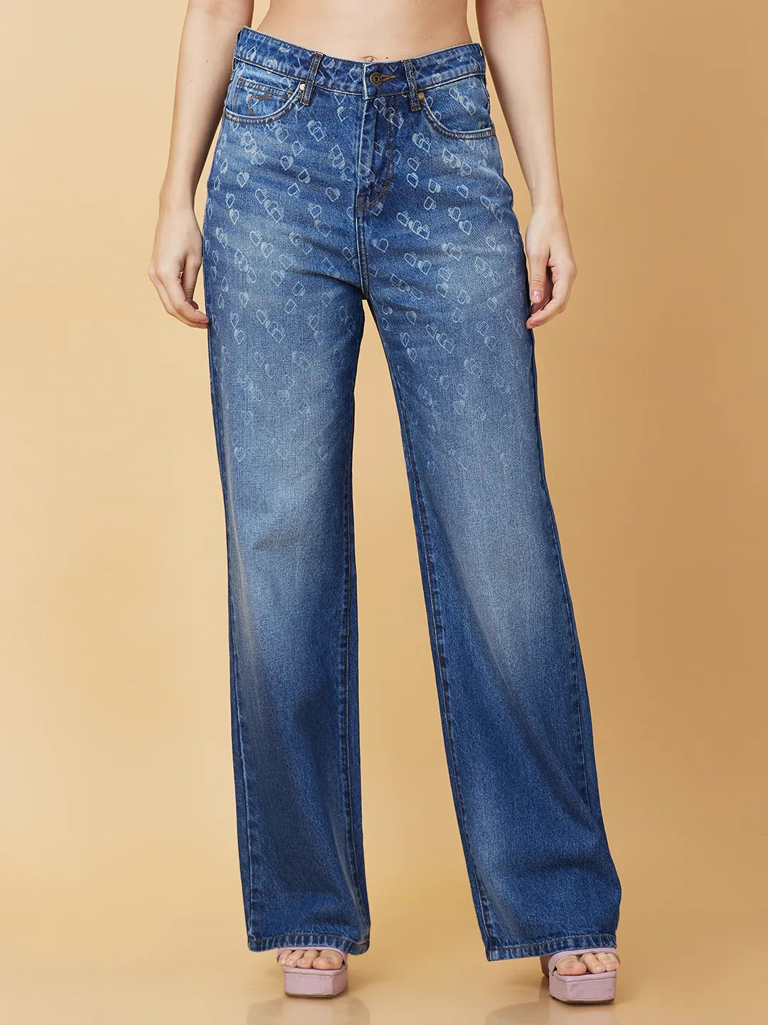 Being Human Clothing Womens-Bottom Denim Mid Blue