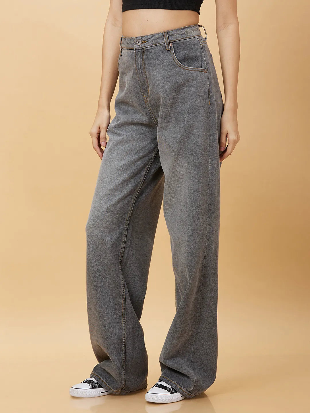 Being Human Clothing Womens-Bottom Denim Grey Wash