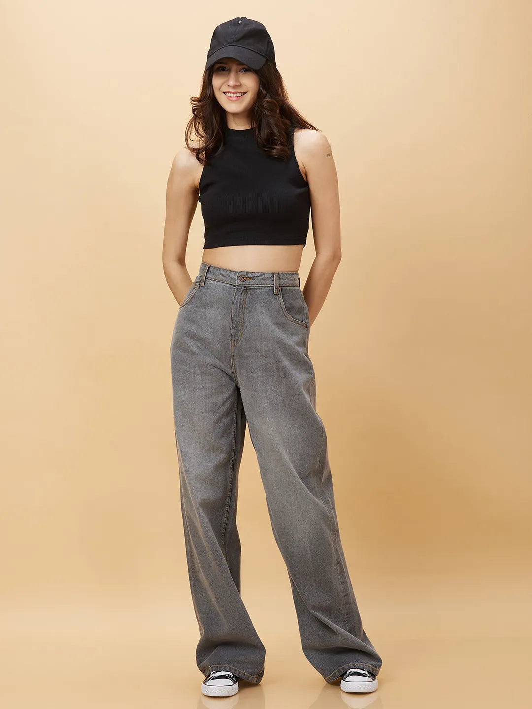 Being Human Clothing Womens-Bottom Denim Grey Wash