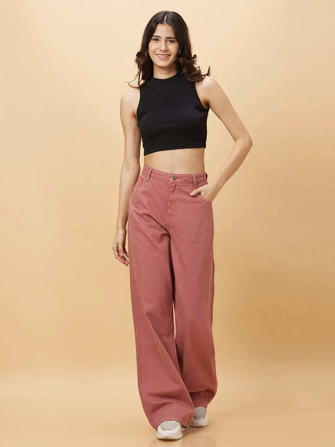 Being Human Clothing Womens-Bottom Denim Rfd Pink Rose