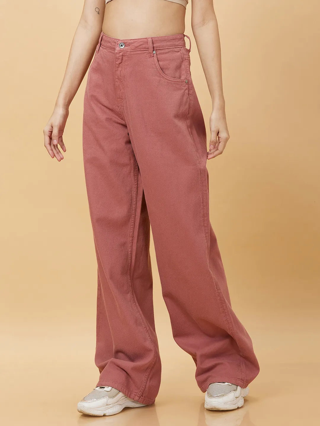 Being Human Clothing Womens-Bottom Denim Rfd Pink Rose