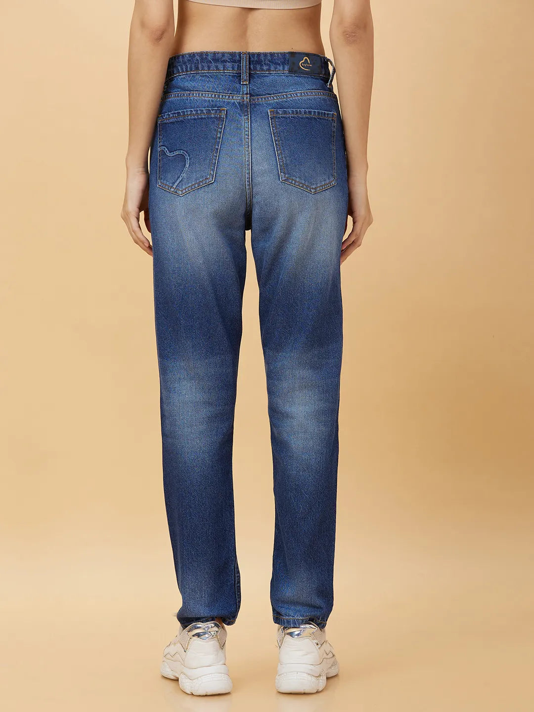 Being Human Clothing Womens-Bottom Denim Mid Blue