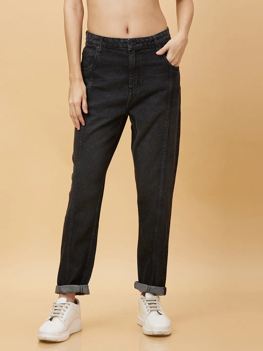 Being Human Clothing Womens-Bottom Denim Black