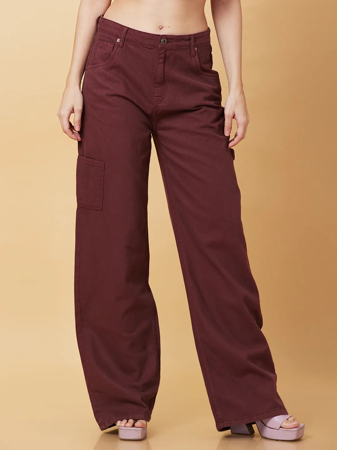 Being Human Clothing Womens-Bottom Denim Wine