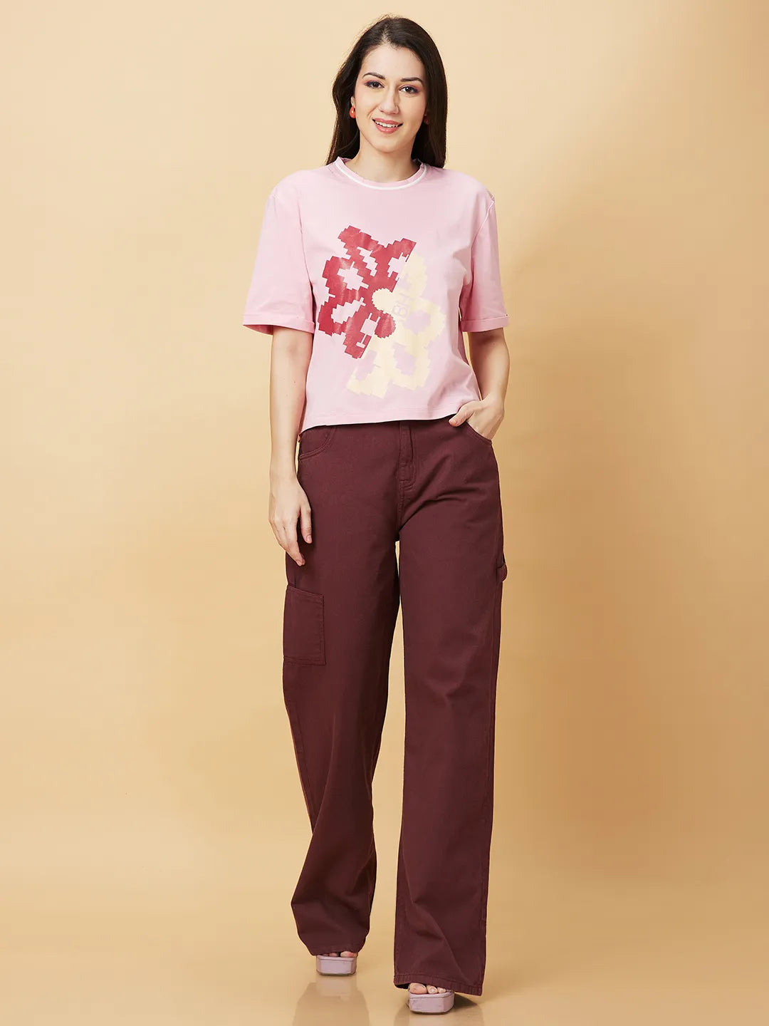 Being Human Clothing Womens-Bottom Denim Wine