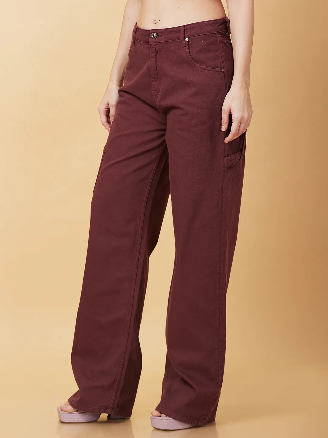 Being Human Clothing Womens-Bottom Denim Wine