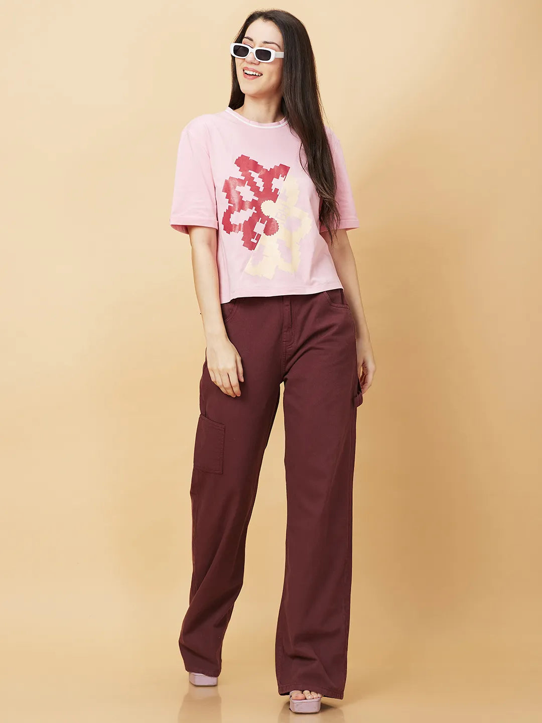 Being Human Clothing Womens-Bottom Denim Wine