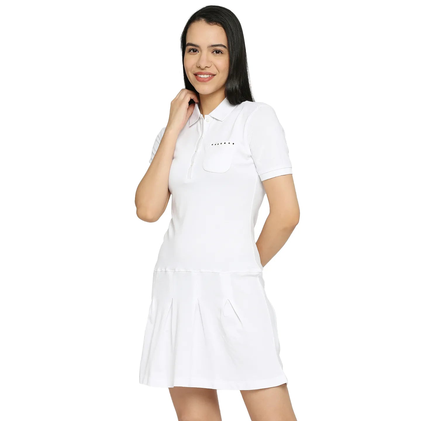 Pleated Tennis Dress Women Dress-White by Being Human Clothing