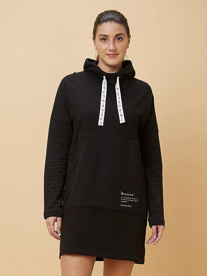 Black Oversized Long Sleeve Women's Dress