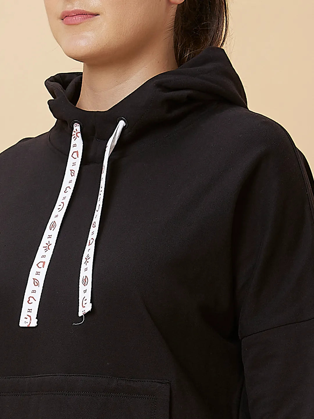 Being Human Clothing Women Oversized Fit Hoody Neck Hoody Black