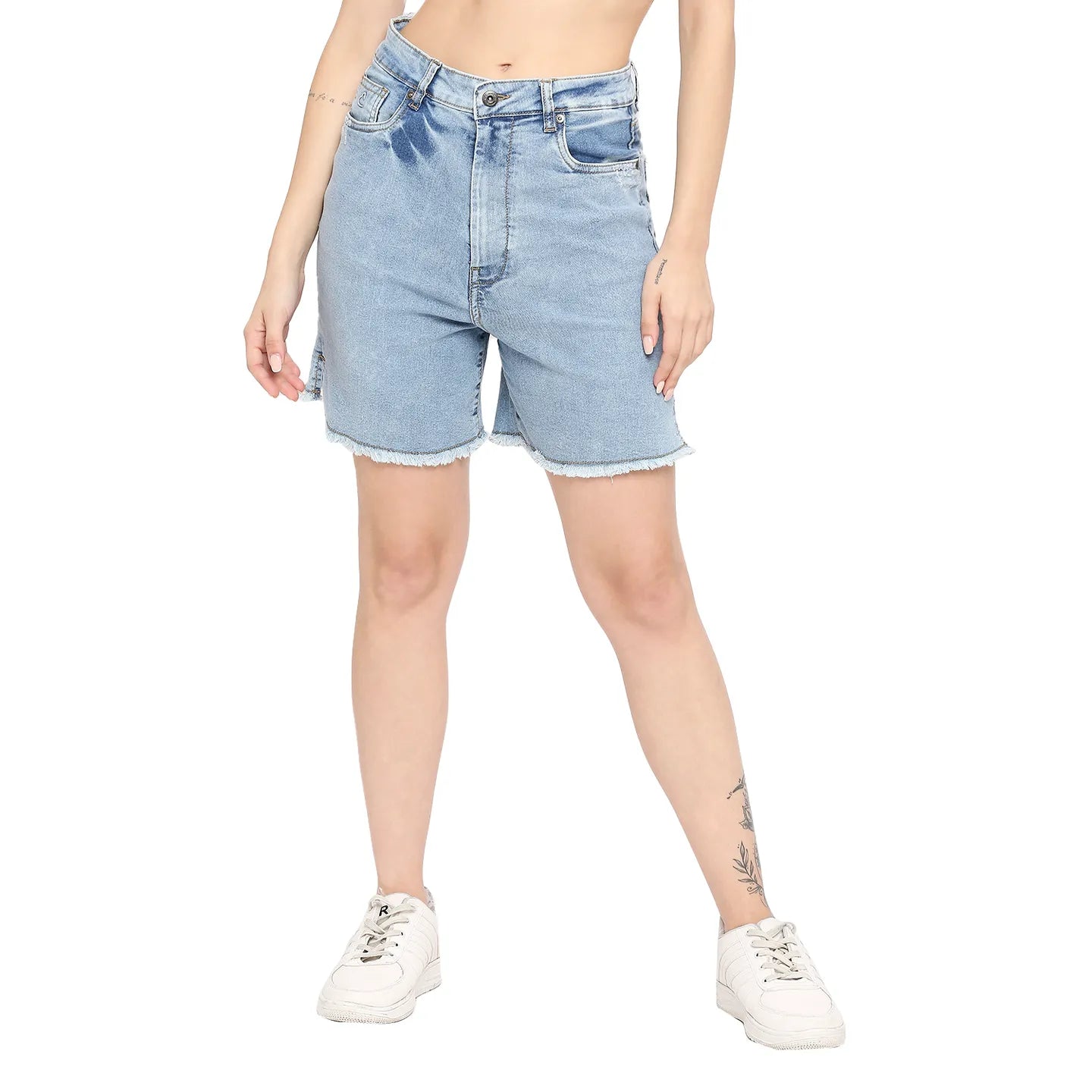 Being Human Clothing Women Regular Fit Shorts-Ice Wash