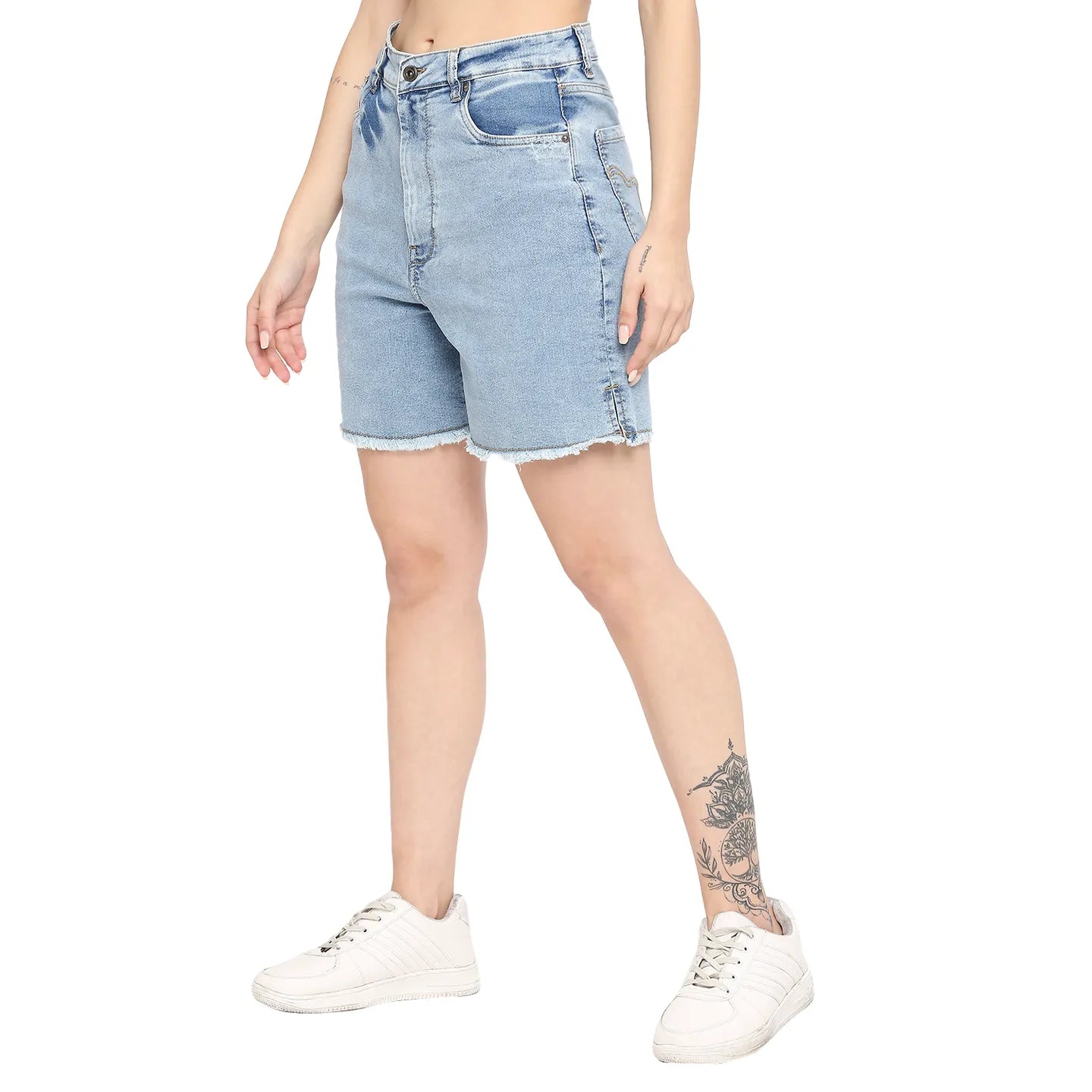 Being Human Clothing Women Regular Fit Shorts-Ice Wash