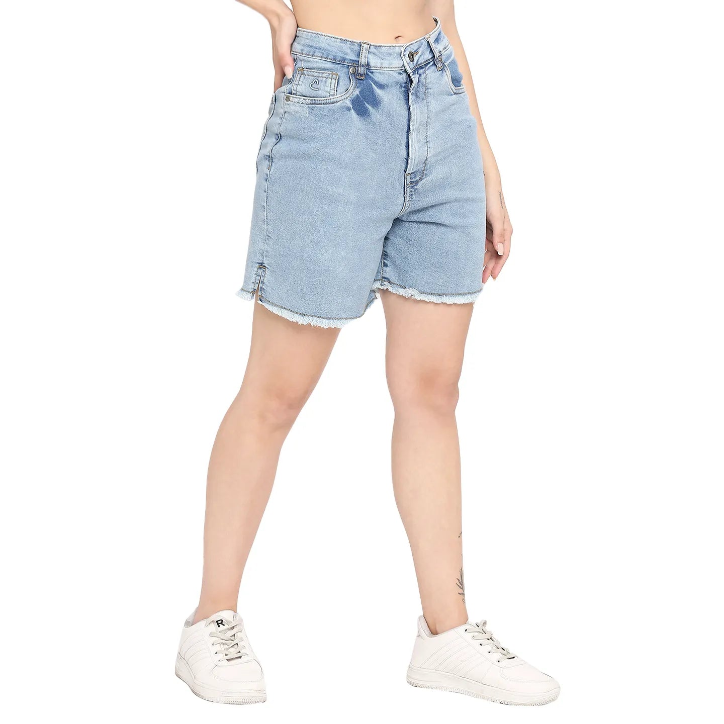 Being Human Clothing Women Regular Fit Shorts-Ice Wash