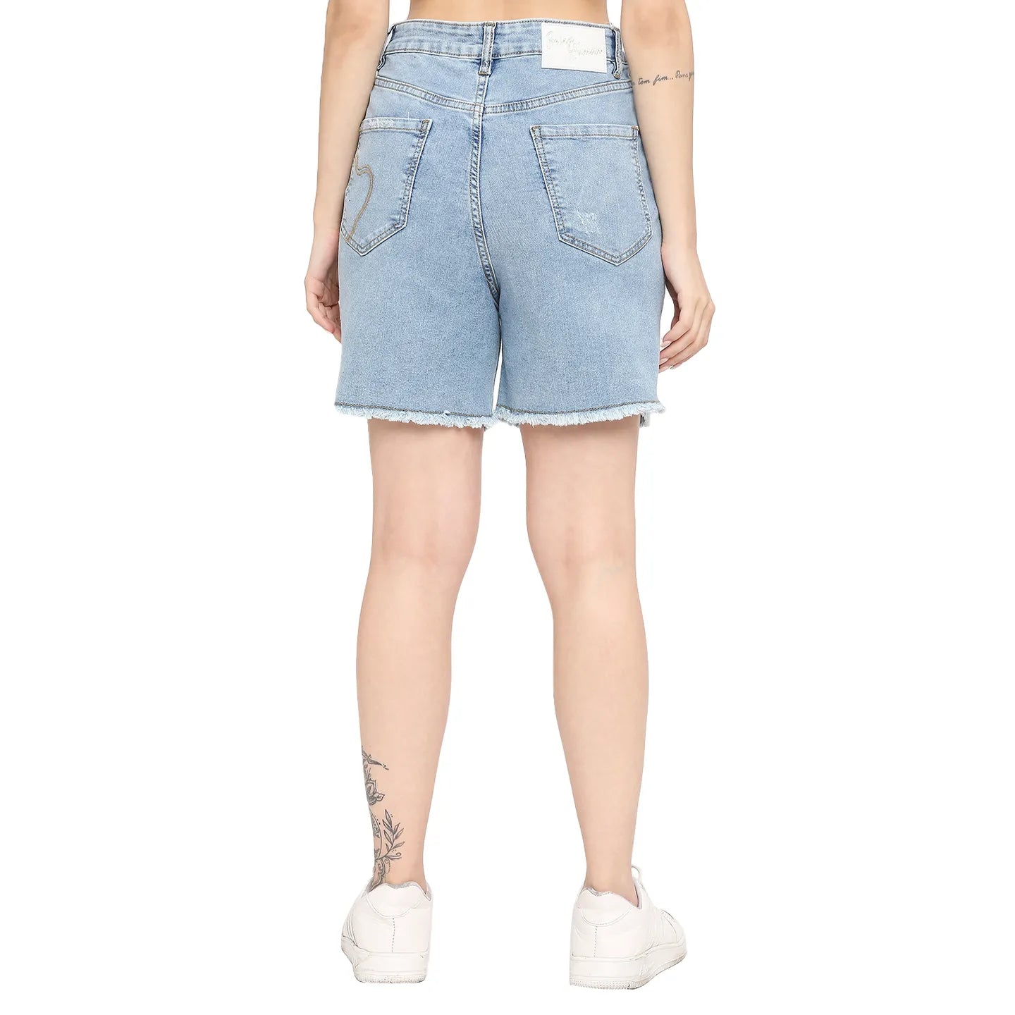 Being Human Clothing Women Regular Fit Shorts-Ice Wash