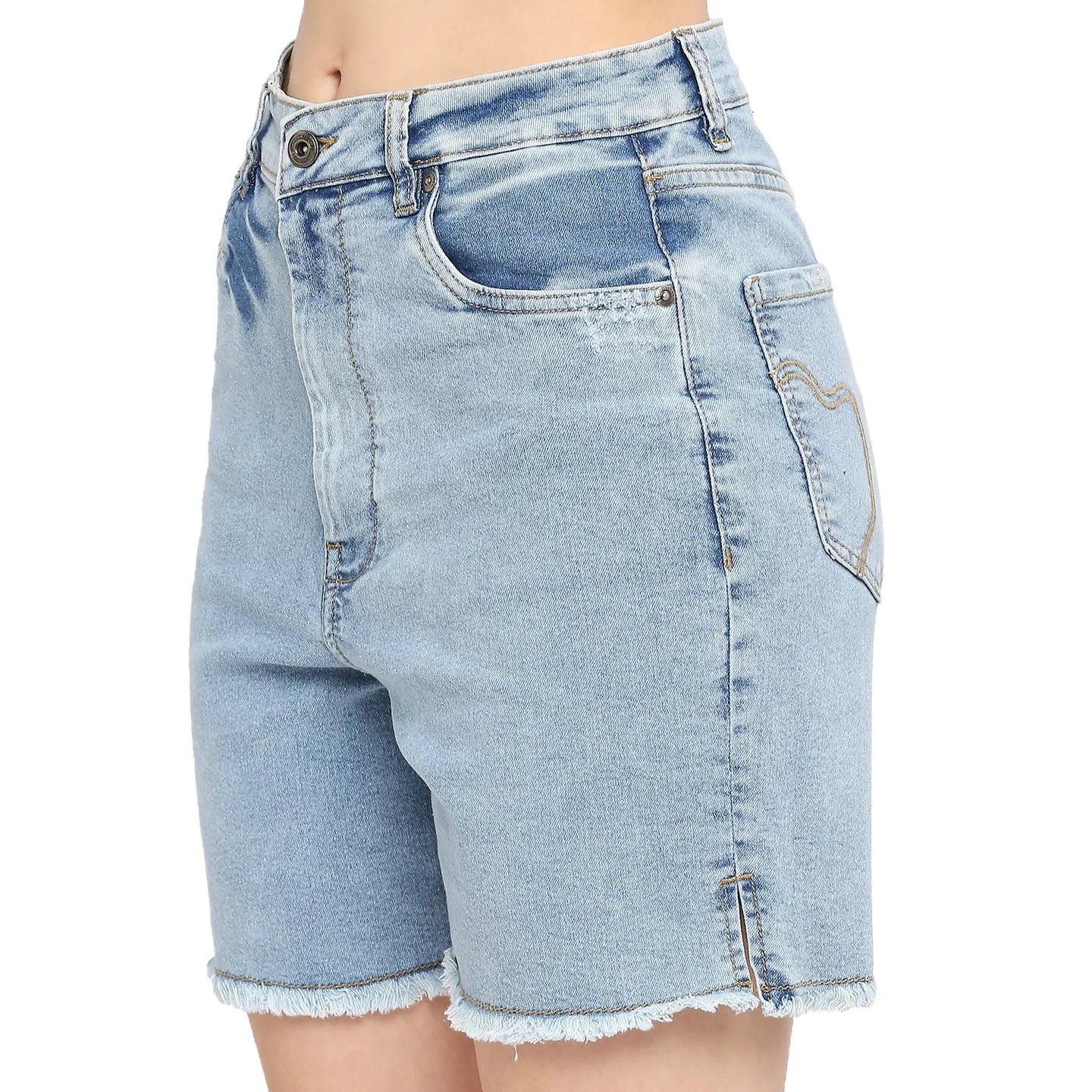 Being Human Clothing Women Regular Fit Shorts-Ice Wash