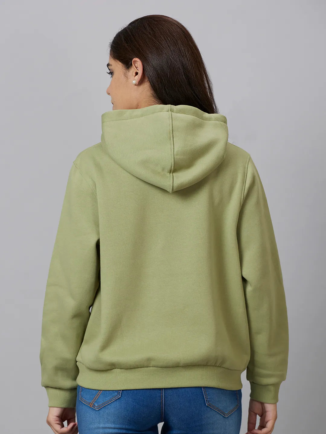 Mint Green Semi Fit Women's Cotton Blend Hoodie By Being Human Clothing