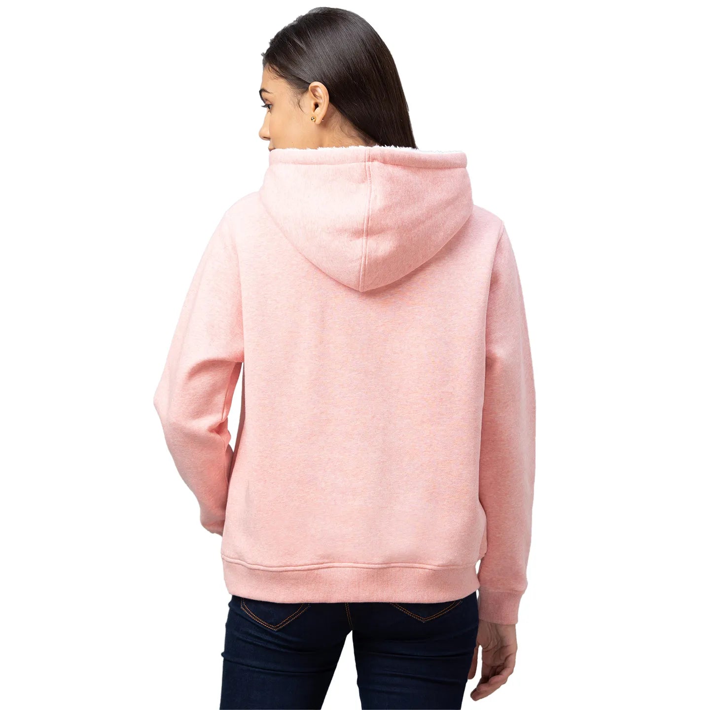 Being Human Clothing Women Hooded Hoody-Pink Melange
