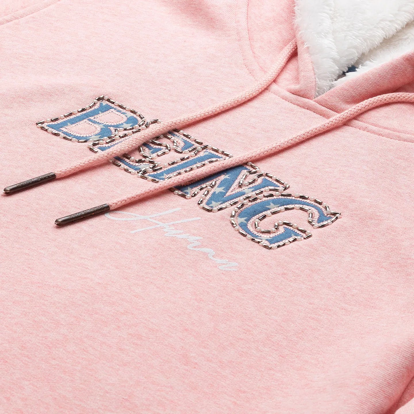 Being Human Clothing Women Hooded Hoody-Pink Melange