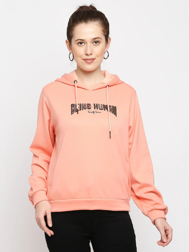 Pink Long Sleeve Women's Hoodie By Being Human Clothing
