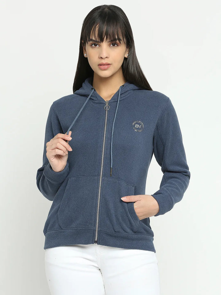 Blue Basic Fit  Long Sleeves Women's Hoodie by Being Human Clothing