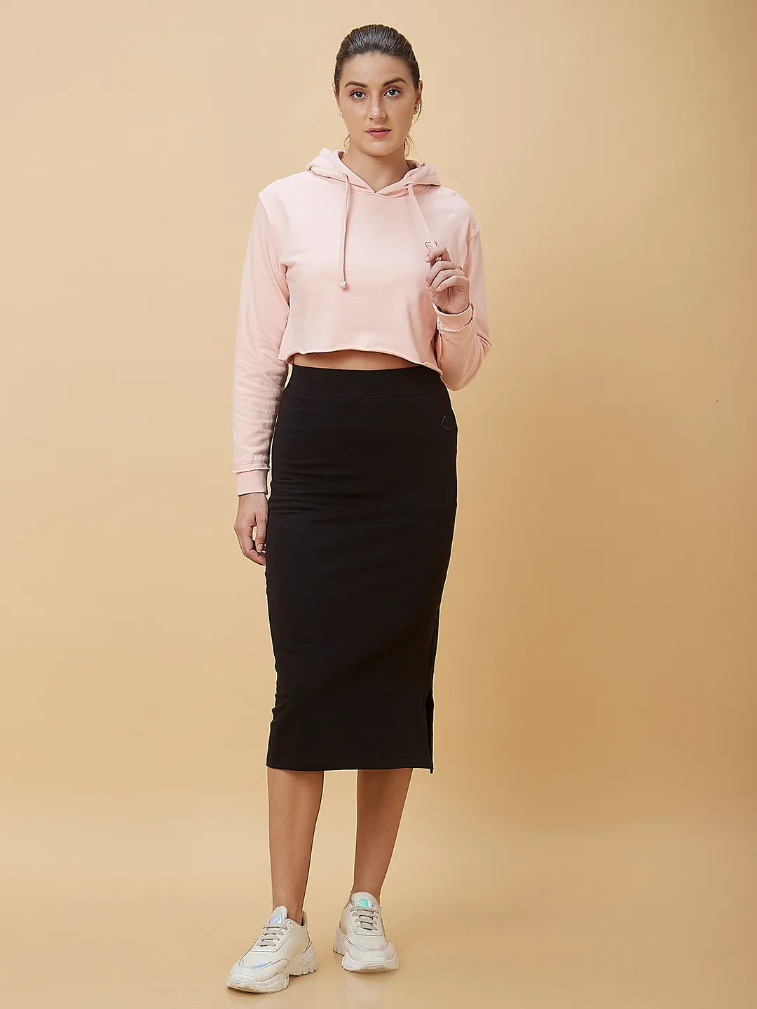 Pink Boxy Fit Women's Cropped Hoodie By Being Human Clothing